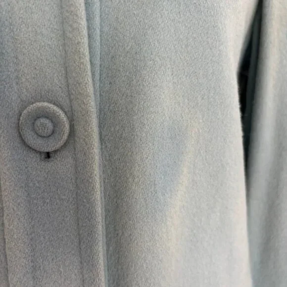 Vintage Teal Blue Wool Lined Dress Coat Cuffs - Picture 5 of 16